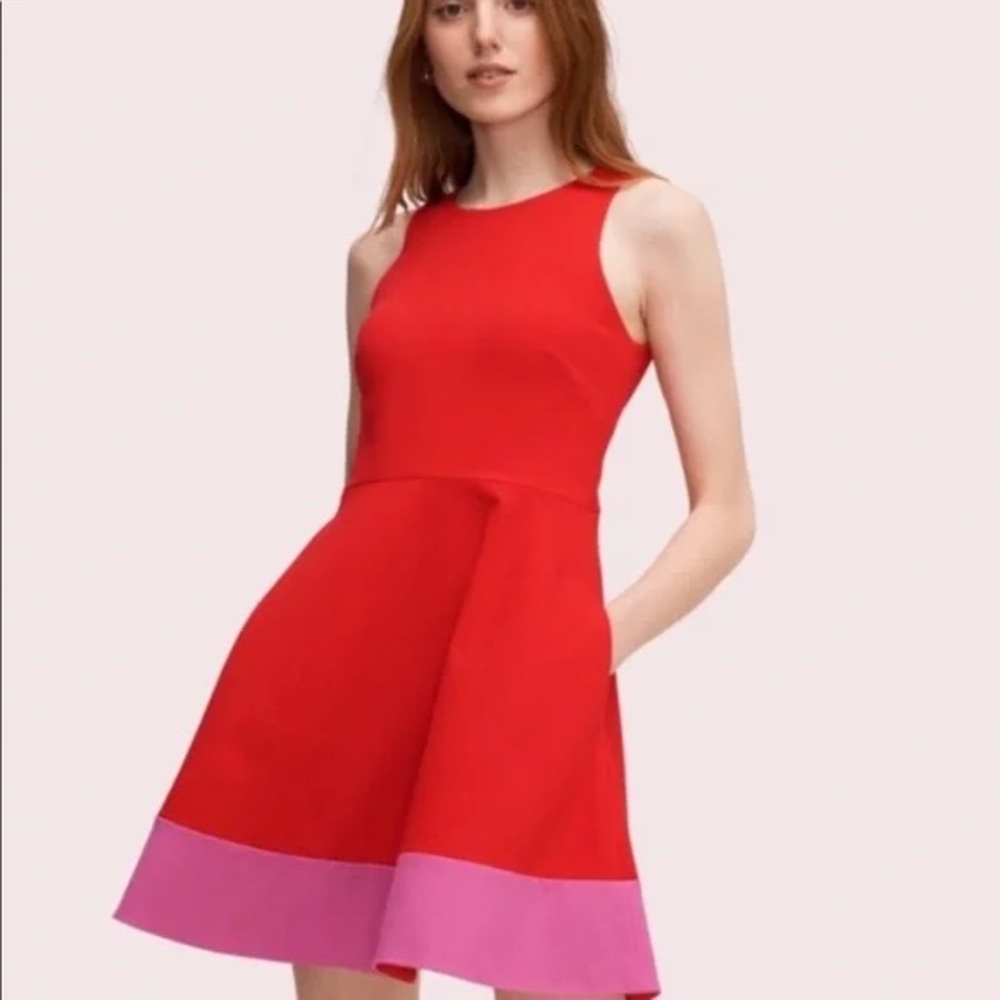 colorblock sleeveless a-line ponte dress
